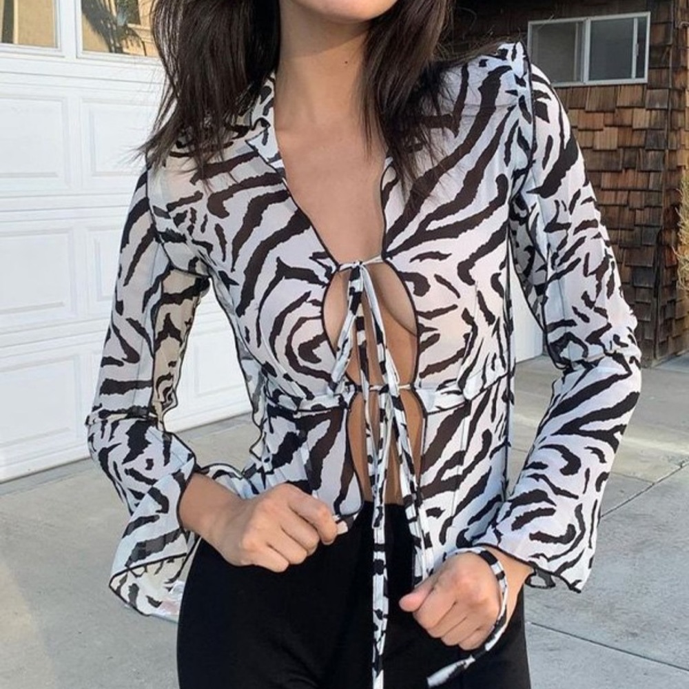 Cider Zebra Print Blouse NWOT